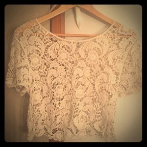Lace crop short sleeve top from Express